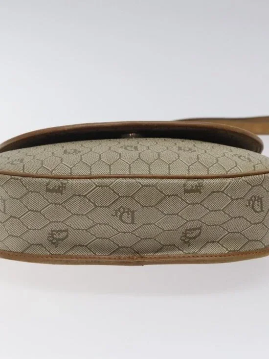 Christian Dior Honeycomb Canvas Shoulder Bag PVC Beige Gold Auth BA1892 - Picture 5 of 16